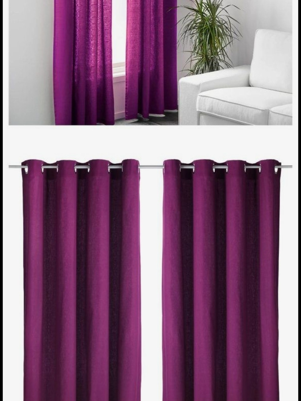 IKEA Dark Lilac (Plum) Grommet Window Curtains - 2 Panels